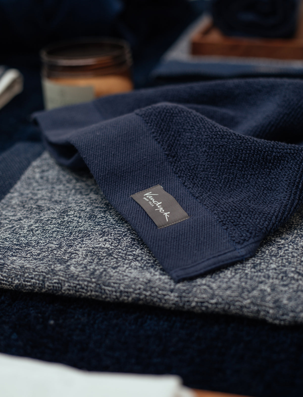HOME TOWEL MOULINE | blue ink