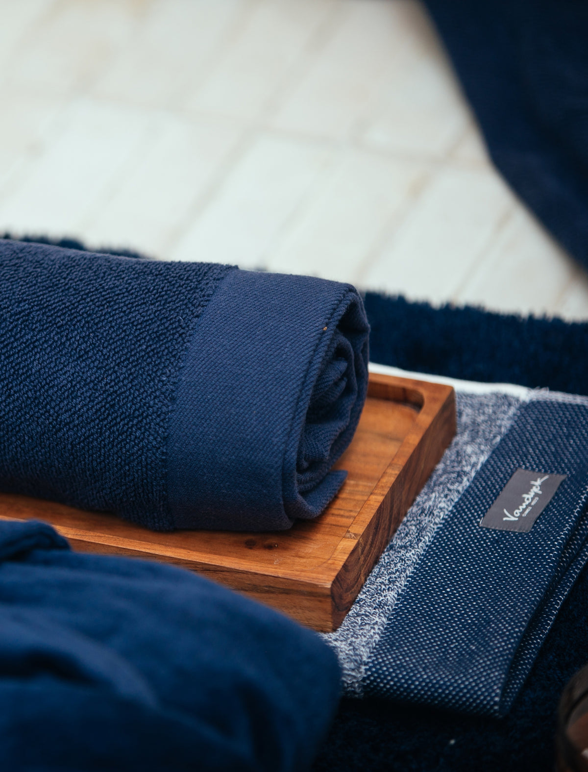 HOME TOWEL MOULINE | blue ink