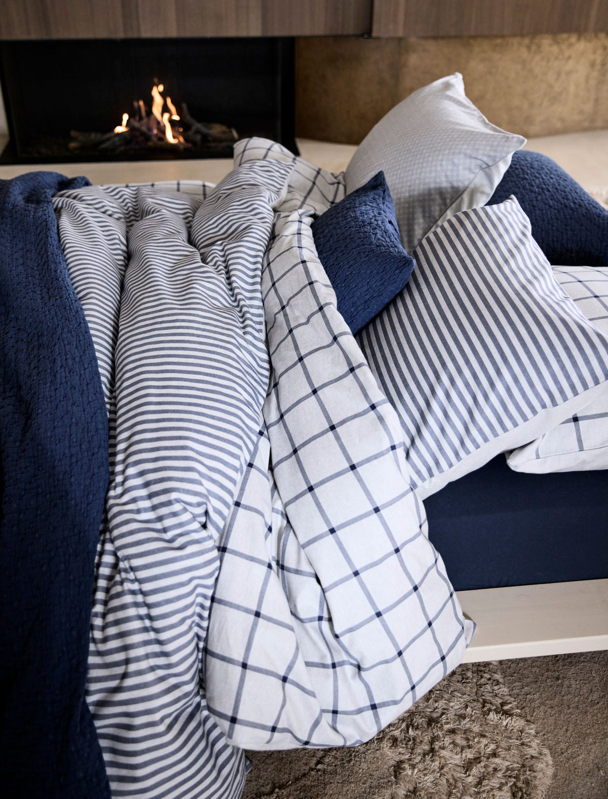Flanel Glasgow XL dekbedovertrekset | blue ink